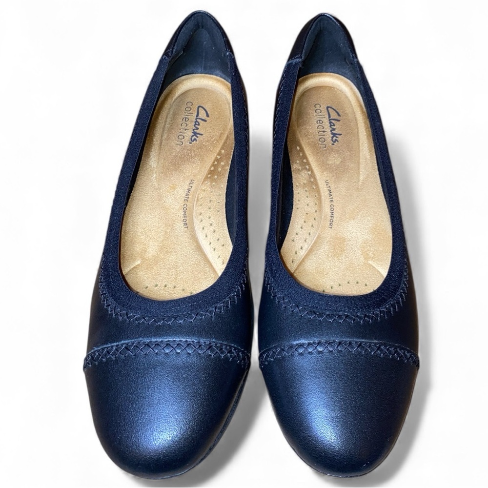 CLARKS SARA BAY Ballet Flats Casual Shoes Leather Slip Ons Size 8 - Picture 3 of 6